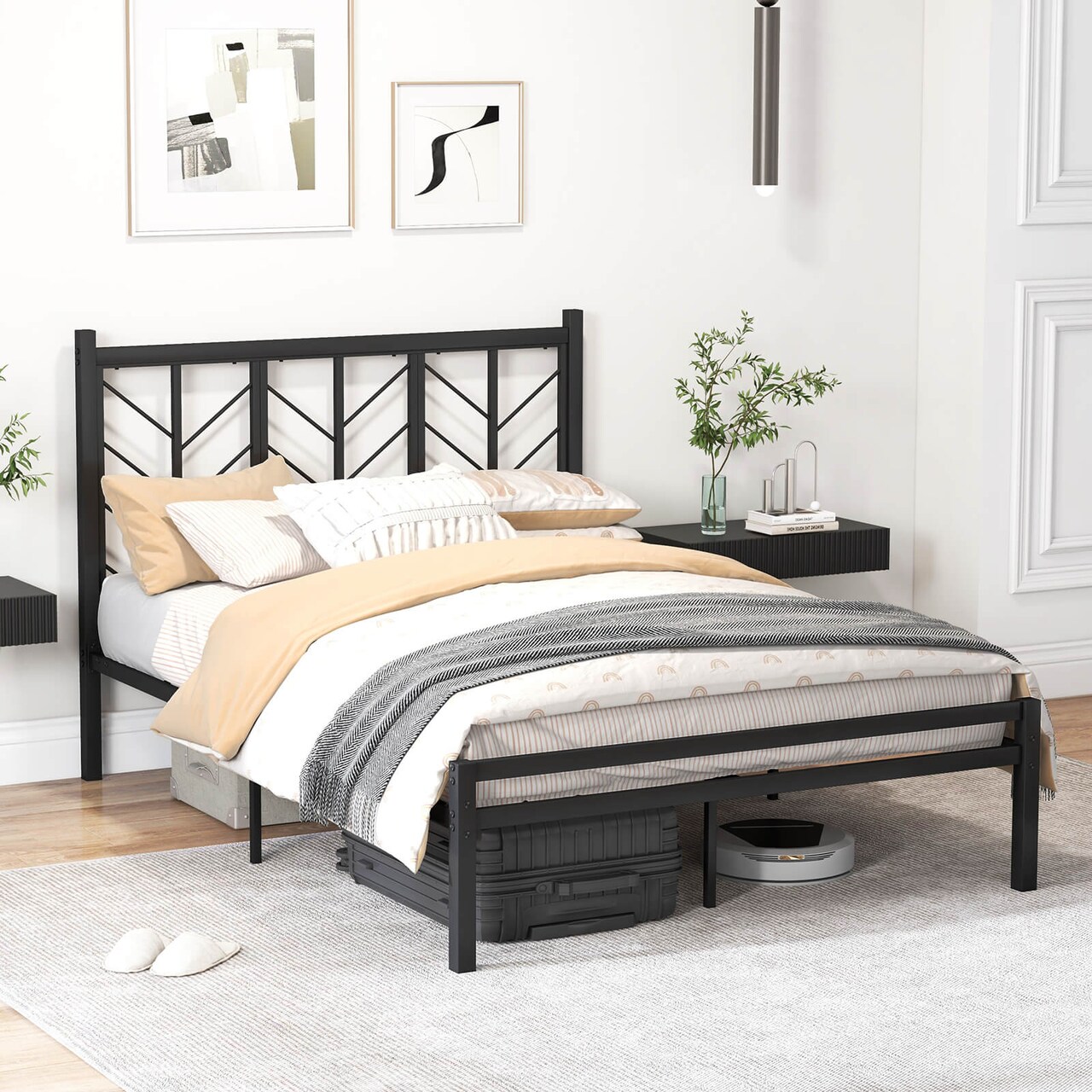 Costway Twin/Full/Queen Size Platform Bed with Headboard 11.5" Under Bed Storage Easy Assembly